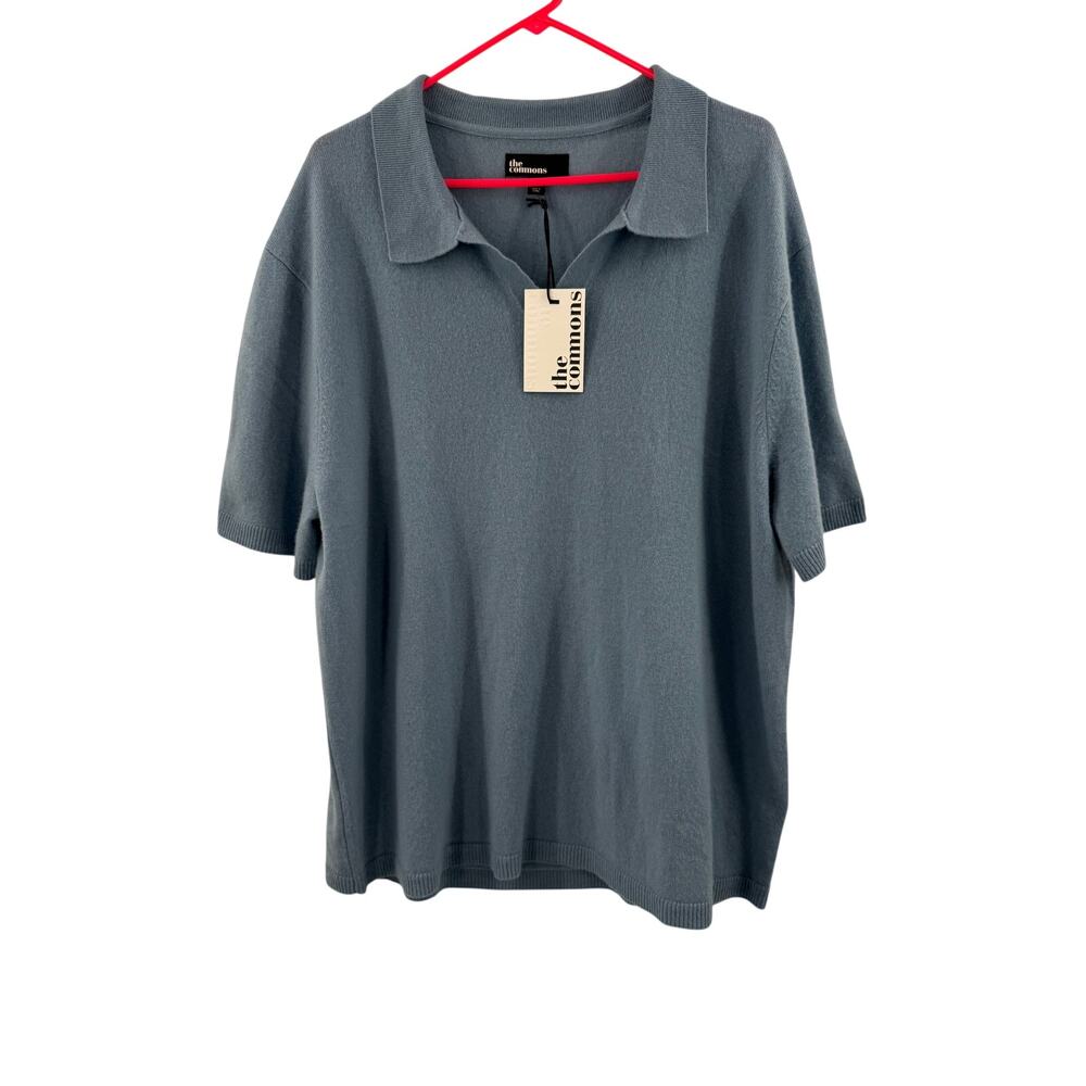 The Commons Polo Mens Size XXL NWT 100% Cashmere sweater short sleeve shirt blue